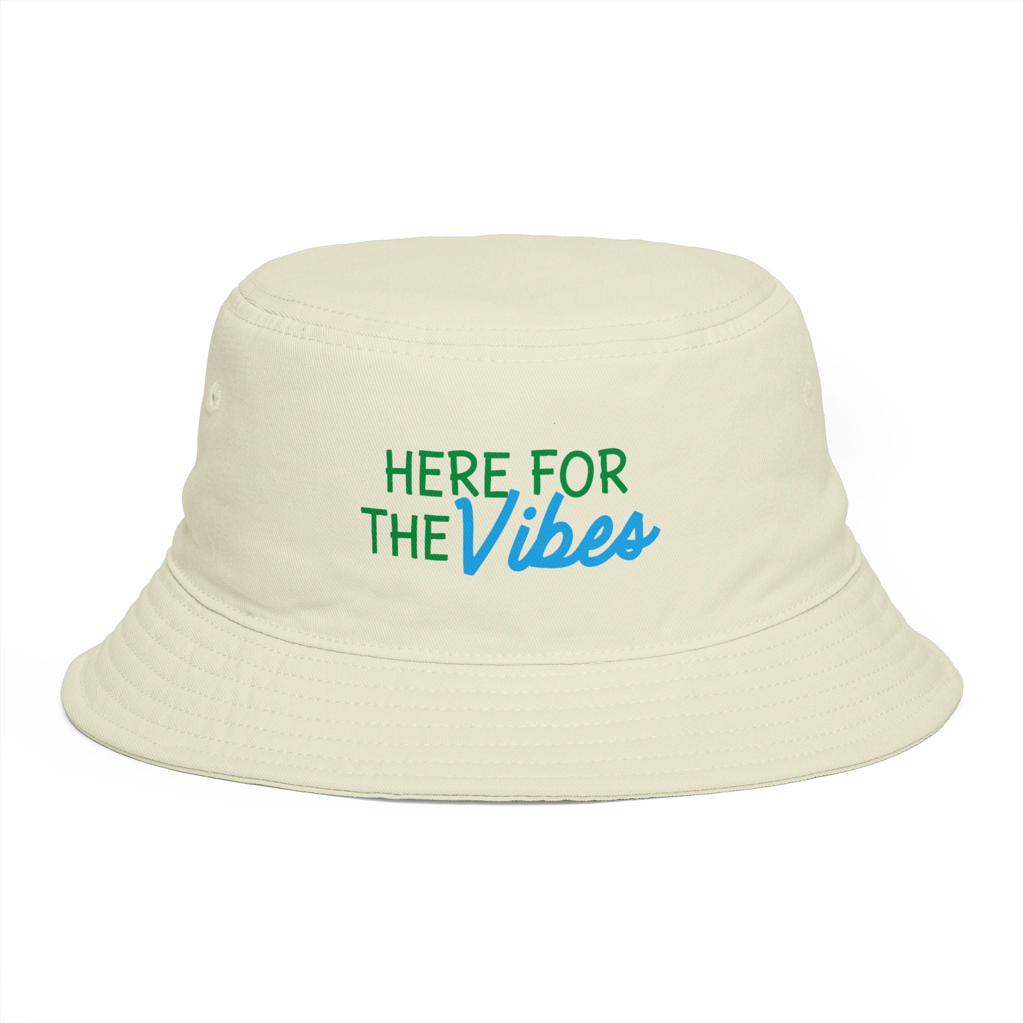 Bucket Hat - "Here For The Vibes" Embroidered Casual Summer Sun Hat