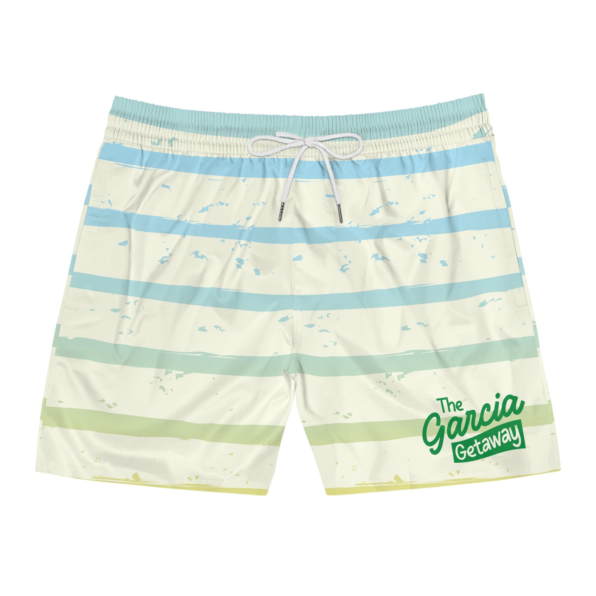 The Garcia Getaway - Men's Striped Swim Shorts - Mid-Length