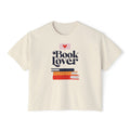 Book Lover Boxy Tee — Women's Casual Graphic Shirt with Stack of Books