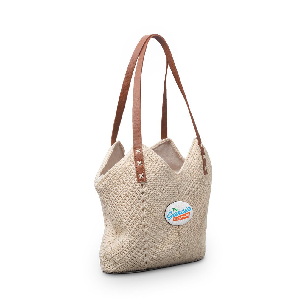 The Garcia Getaway Straw Shoulder Bag – Boho Crochet Tote with Leather Straps (Beach, Vacation & Everyday)