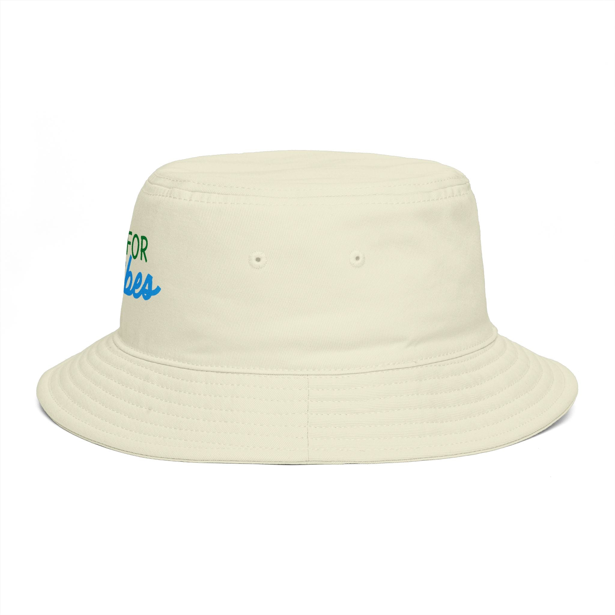 Bucket Hat - "Here For The Vibes" Embroidered Casual Summer Sun Hat