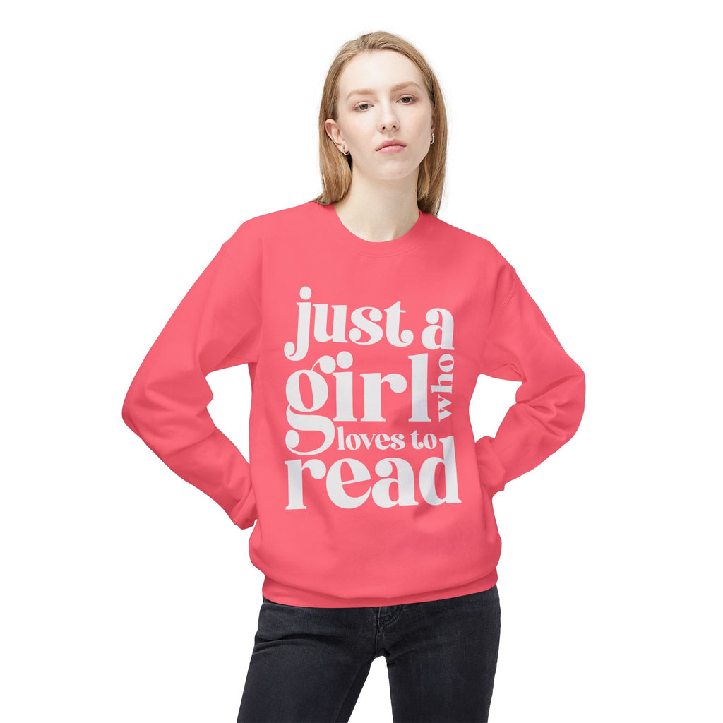 Book Lover Crewneck Sweatshirt — "Just a Girl Who Loves to Read" Bookish Pullover