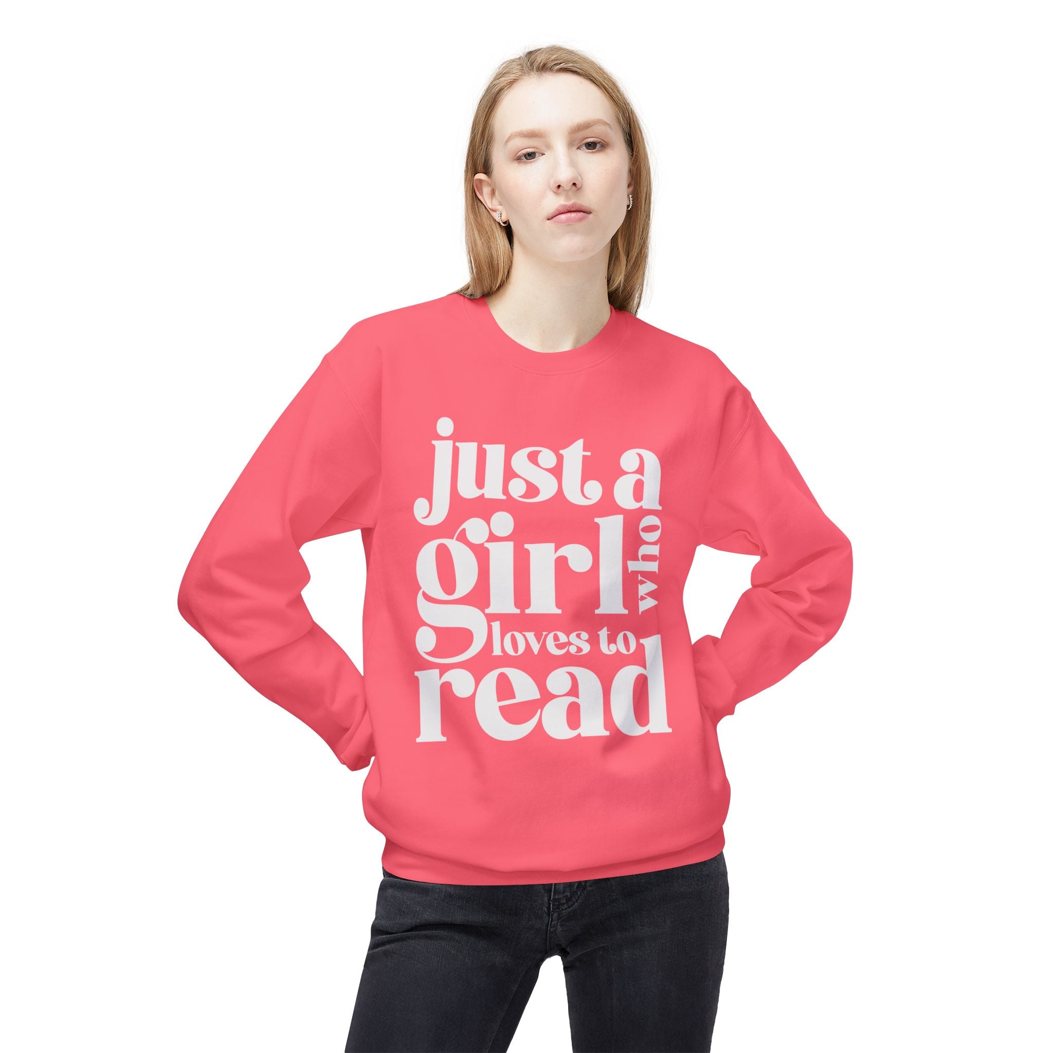Book Lover Crewneck Sweatshirt — "Just a Girl Who Loves to Read" Bookish Pullover