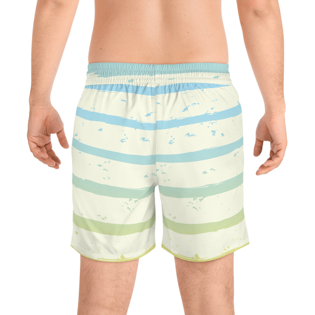 The Garcia Getaway - Men's Striped Swim Shorts - Mid-Length