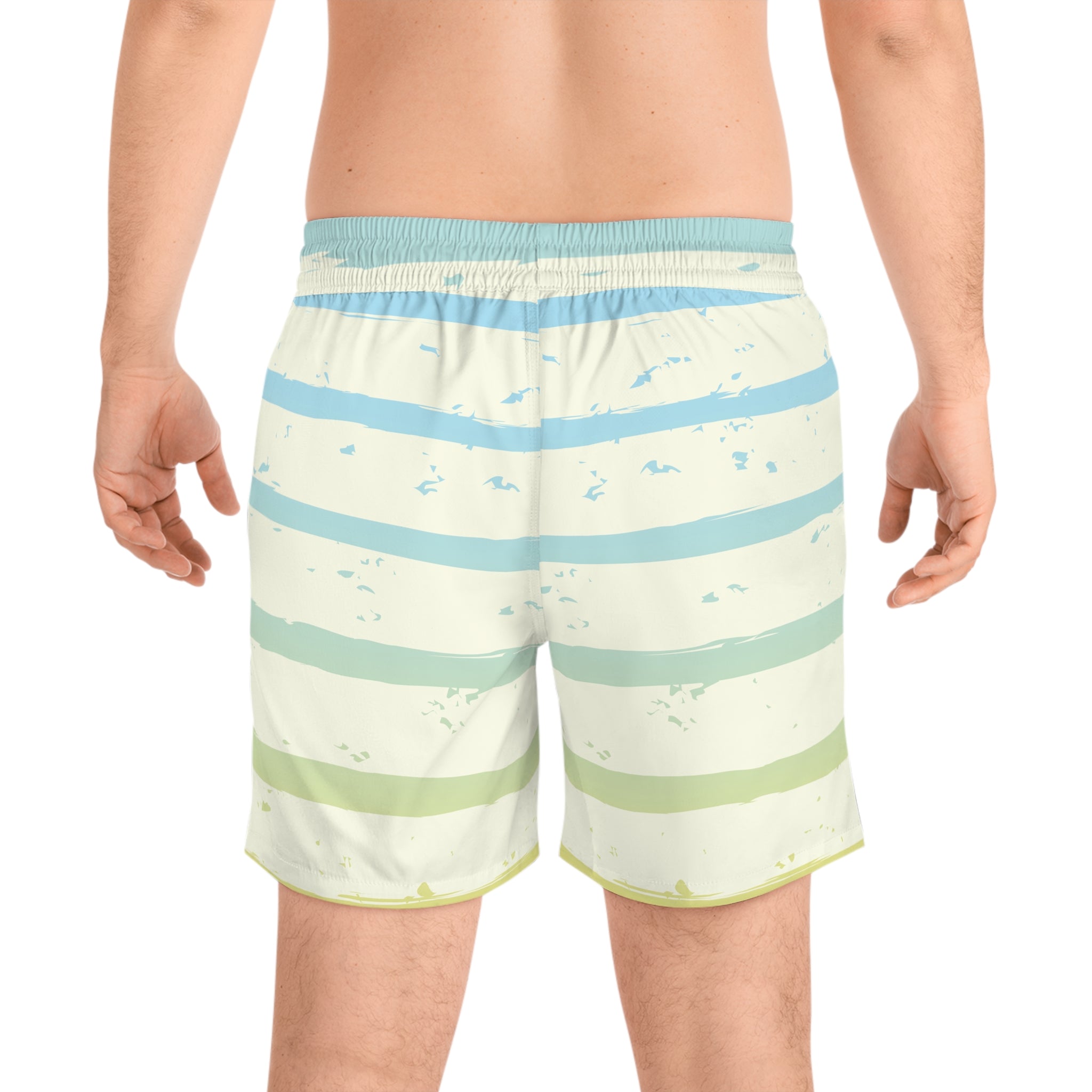 The Garcia Getaway - Men's Striped Swim Shorts - Mid-Length