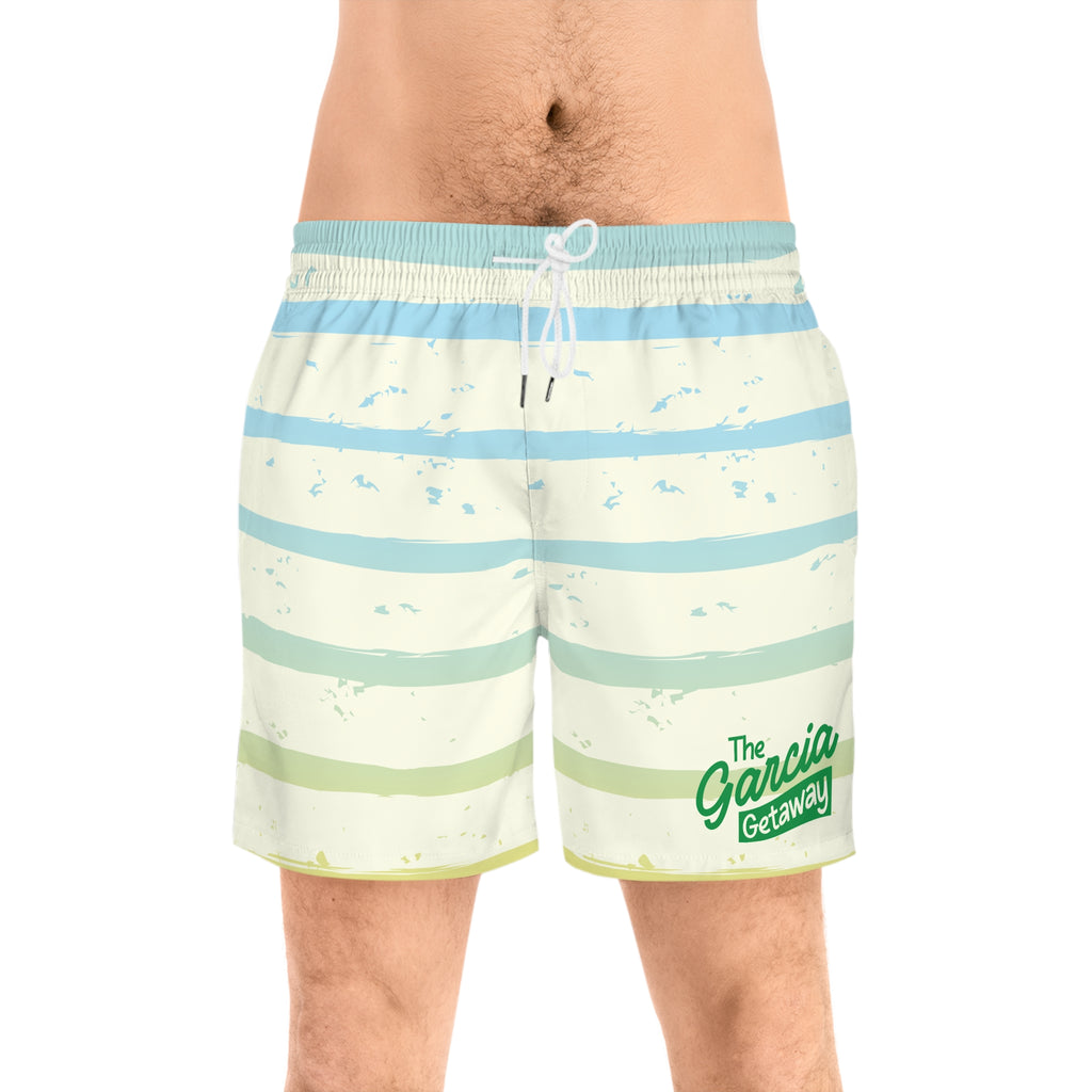 The Garcia Getaway - Men's Striped Swim Shorts - Mid-Length